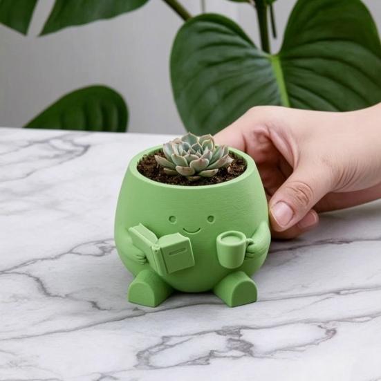 Smiling Face Planter 3D Plant Pot Printed Cute Decorative