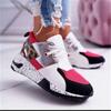 Plus Size fashion Single Shoes Women's New Thick-soled Leopard Print Color-blocked Sneakers Autumn Lace-up Casual Jogging Shoes