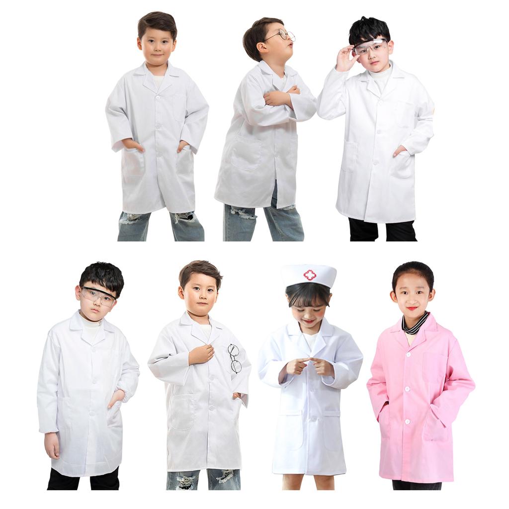 Cotton Childrens Lab Coat With Functional Pockets Science Role Play Costume Adjustable Design Multiple Color Option