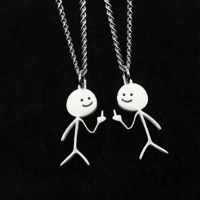 Edelstahl Lustige Doodle Halskette Personalisierte Smiley Mittelfinger Halskette
