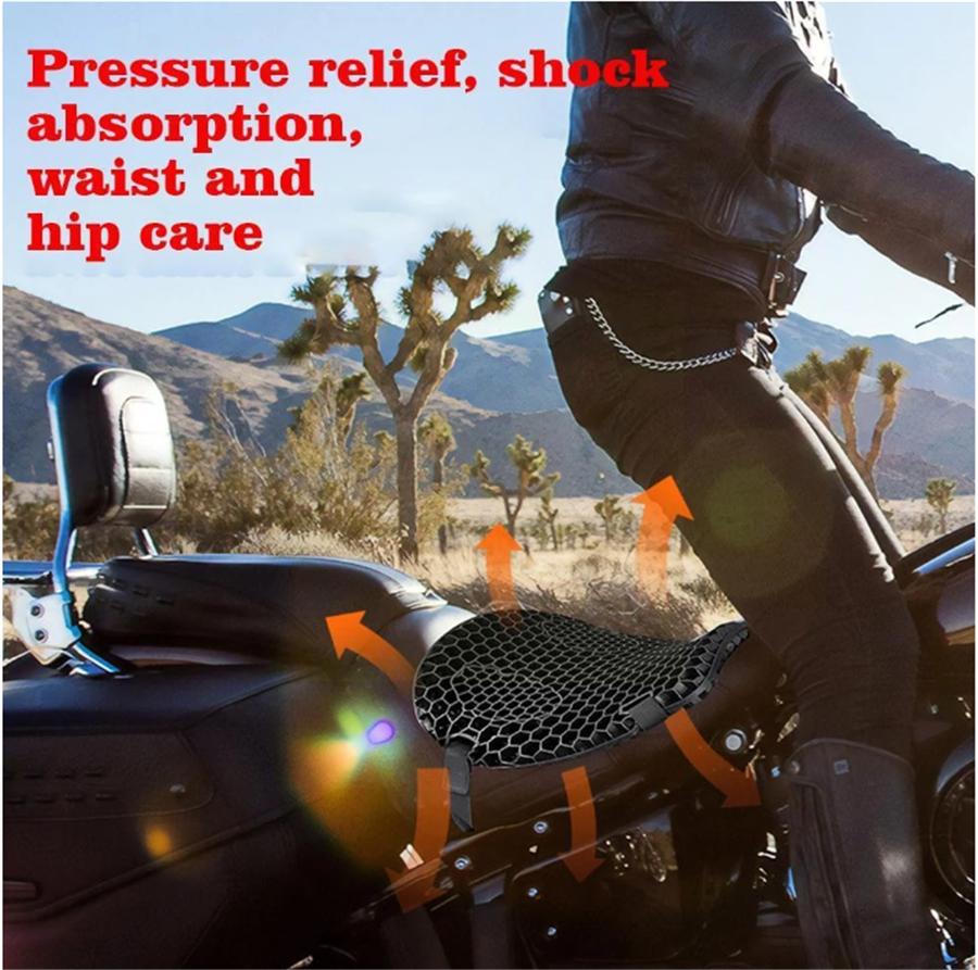 3D Gel Universal Honeycomb Motorcycle Cushion Shock Relief Massage Absorption Br
