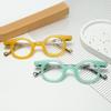 European Retro Round Frame Color-Block Reading Glasses - Stylish, Versatile, Niche Eyewear.