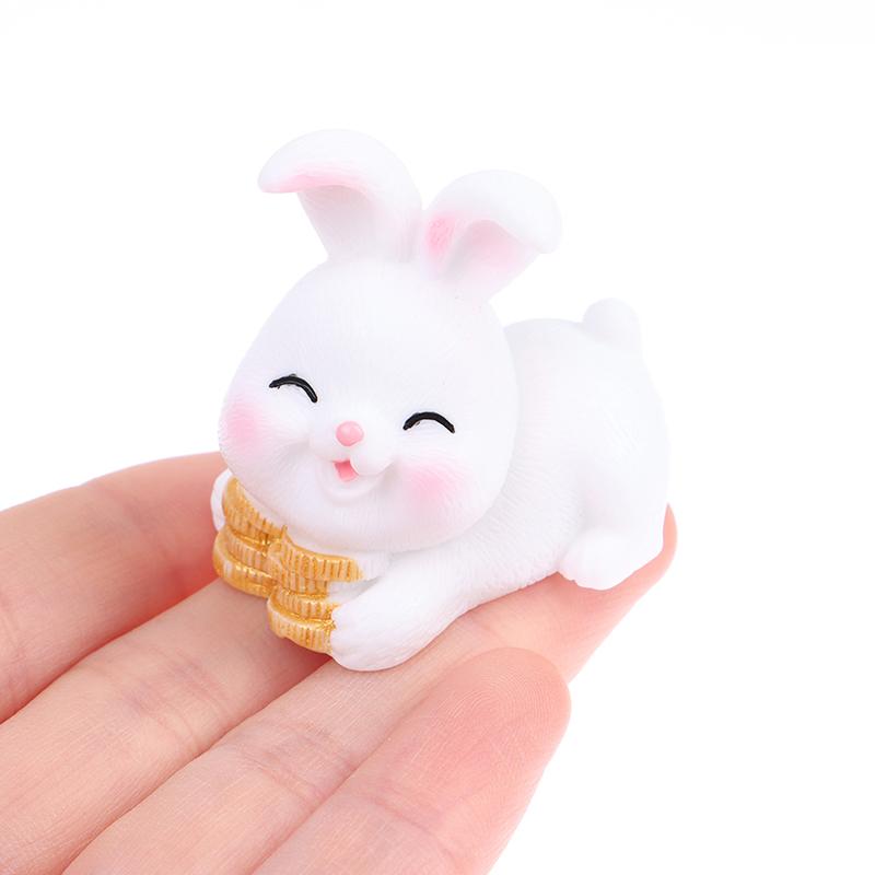 4/6Pcs/Set Cute Cartoon Auspicious Rabbit Micro Landscape Resin Crafts Diy Landscaping Decoration Home Gardening Accessories
