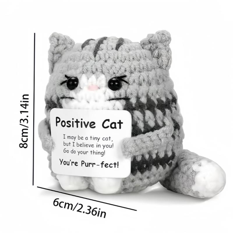 Creative Funny Handmade Crochet Emotional Support Dolls with Positive Energy Card Desktop Ornament Home Decor for Friend Gifts