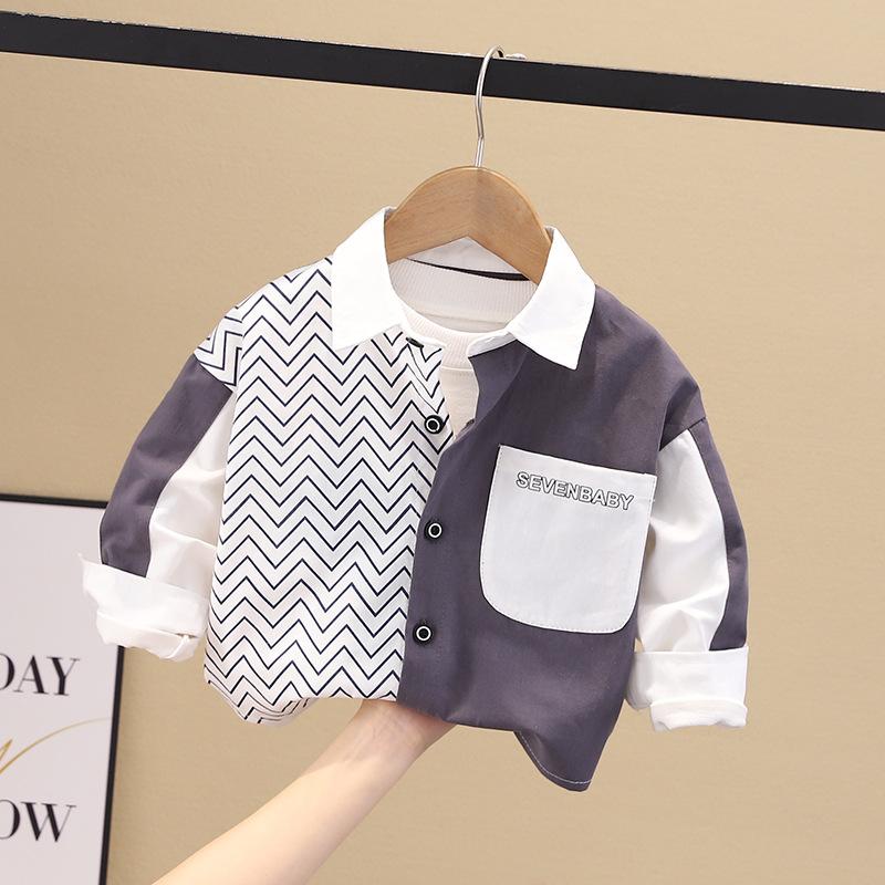 Boys Korean Striped Long Sleeve Shirt Thin Spring Autumn Baby Fashion Top Jacket
