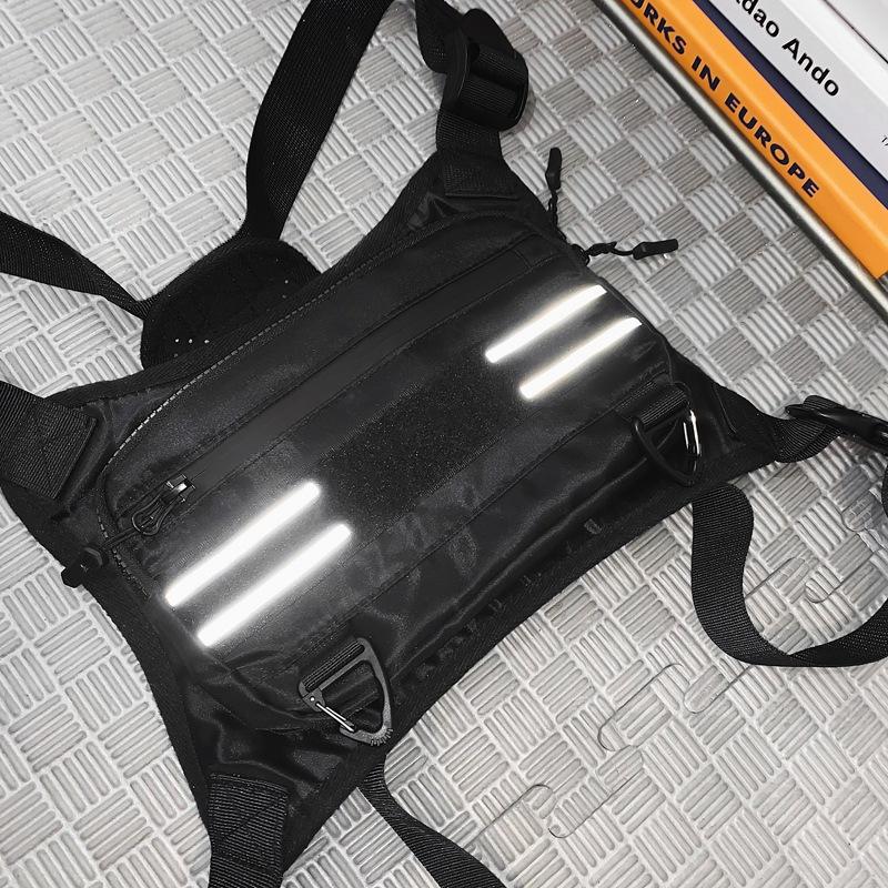 Multifunction Adjustable Reflective Cargo Vest Bag Unisex Tactical Techwear Hip Hop Chest Bag Outdoor Casual Sport Mini Backpack