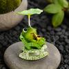 Unique Holiday Gifts Rocking Frog Panda Figurine, Cute Resin Bobble Chair Decor with Lotus Leaf Design, Figurines Stress Relief Desk Ornament for Car