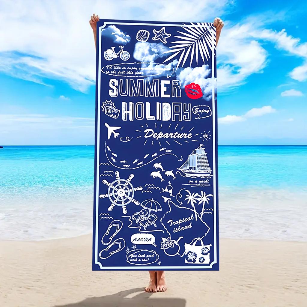 1pc Fruit Printed Beach Towel, Quick Drying and Absorbent Soft Swimming Towel, Multi-functional Sand Proof Beach Towel