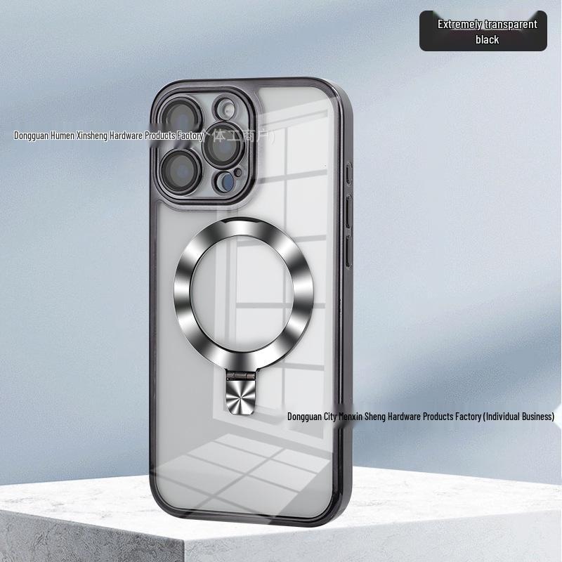 Apple Pro Max 17 Invisible Stand Magnetic Protective Phone Case with Electroplated Lens and Full Coverage Dustproof Shield.