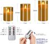 AnnTec LED Candle LED Flickers Like a Real Warm with Remote Adjustable Light, Glass, Gold, 3-Piece Set, Flame, Light, Flameless, Safe, Energy-Saving,