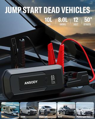 3000A Spitzenwert Auto Starthilfe, 12V Batterie Booster mit LED-Licht & SOS, -20℃ Kaltstart für Benzin-/Diesel-Fahrzeuge
