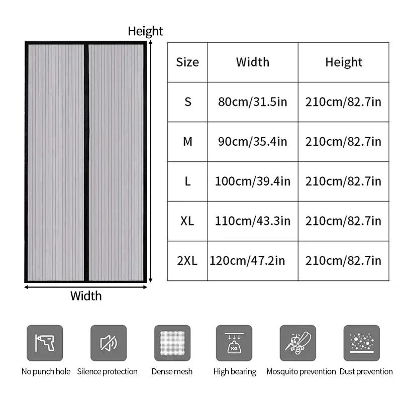 Anti Mosquito Door Curtain Invisible Ventilate Door Screen No Punching Magnetic Automatic Closing Anti Fly Bug Insect Screen Summer Insect Curtain Net