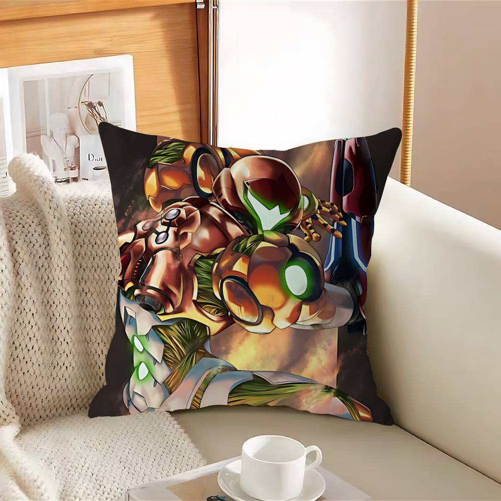 

GAMES M-MetroidS Pillow Covers Cartoon Sofa Decorative Home Double-sided Printing Short Plush Cute Cushion Cover 12x12Inch