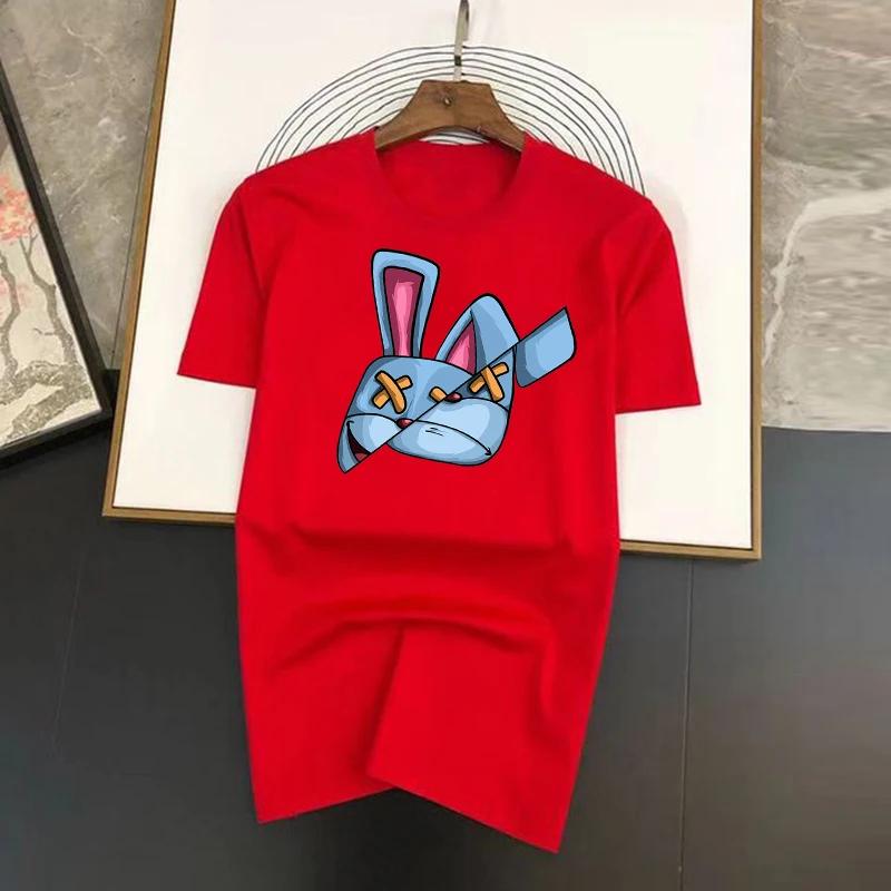 Medvilniniai marškinėliai Funky prekės ženklo zuikutis juokingi animaciniai filmai trumpomis rankovėmis vyriški asmenybės gatvės marškinėliai laisvi dideli marškinėliai kvėpuojantys minkšti