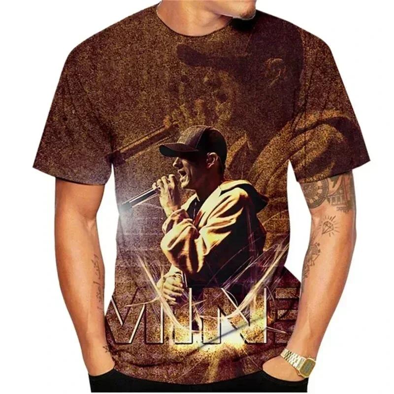 Rapper EMINEM 3D Printed Hip-hop T-shirt Men Women's Clothing Tees Harajuku Fashion Casual Short-sleeved Hip-hop Shirt Y2k Tops