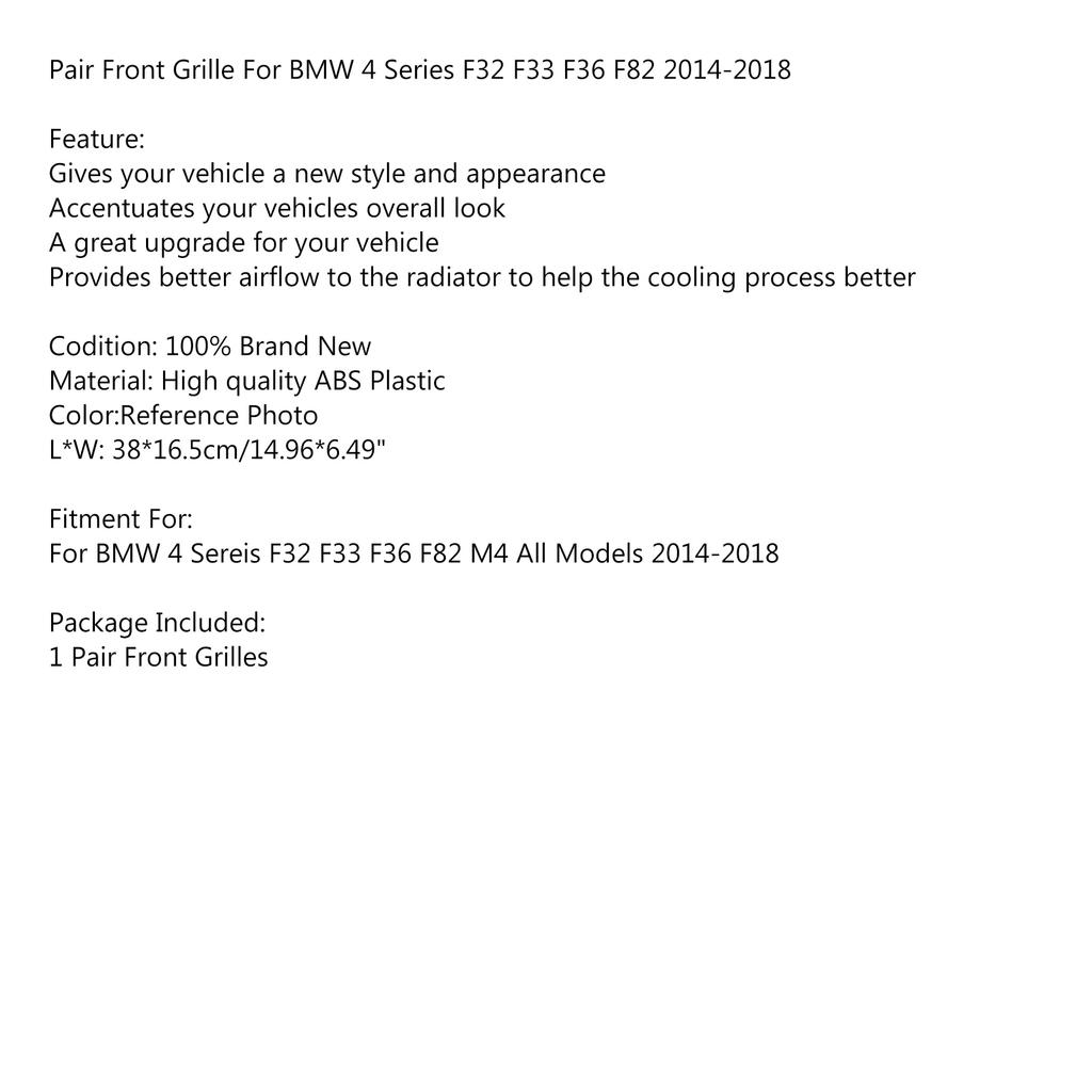 Gloss Black Diamond Front Upper Grille For BMW 4 Series F32 F33 F36 F82 14-2018