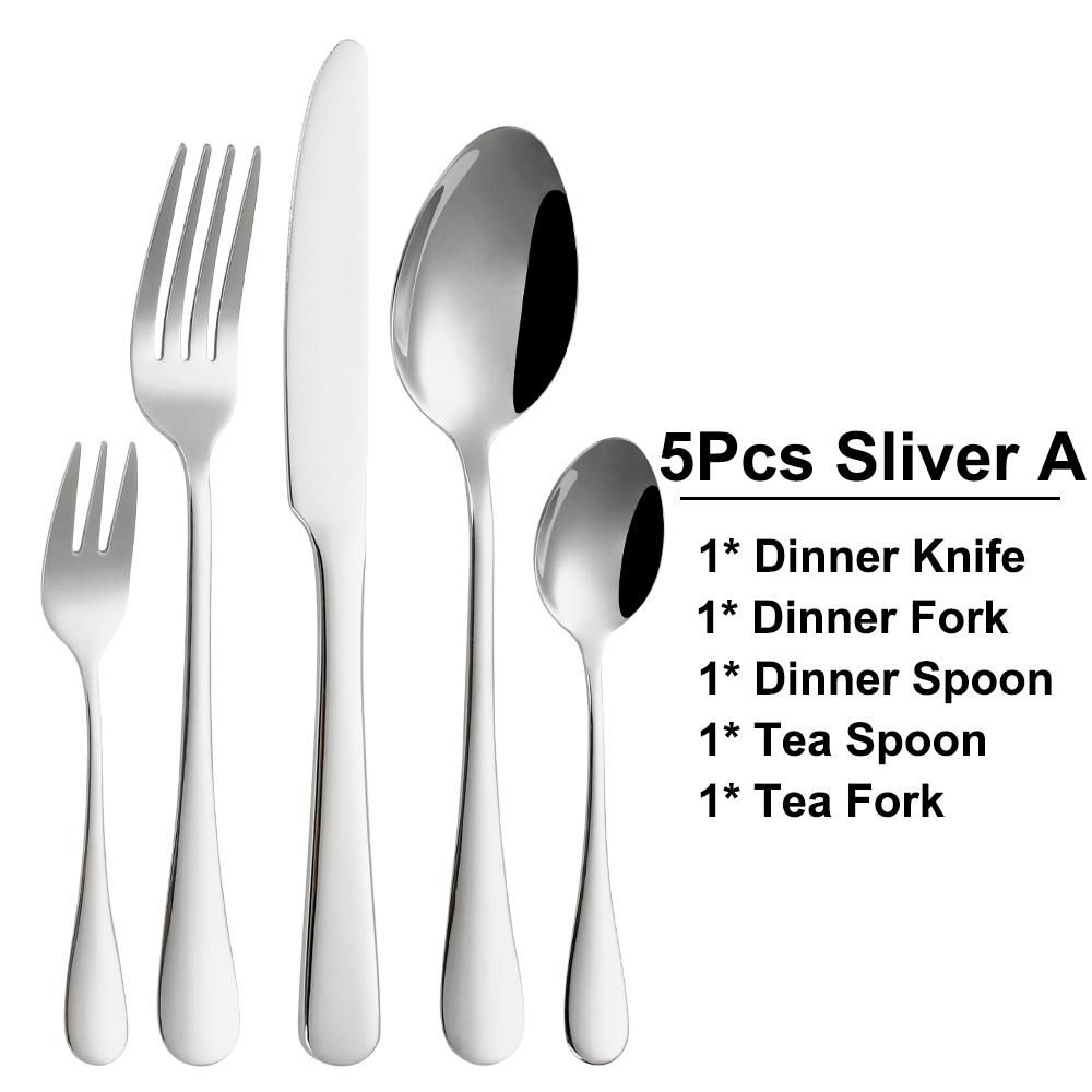 

10/15/20/25 шт. Золотой зеркальный столовый набор из столовых приборов из нержавеющей стали, черная вилка, ложка, серебряная посуда, кухонная утварь, столовые приборы 2 Set 10Pcs