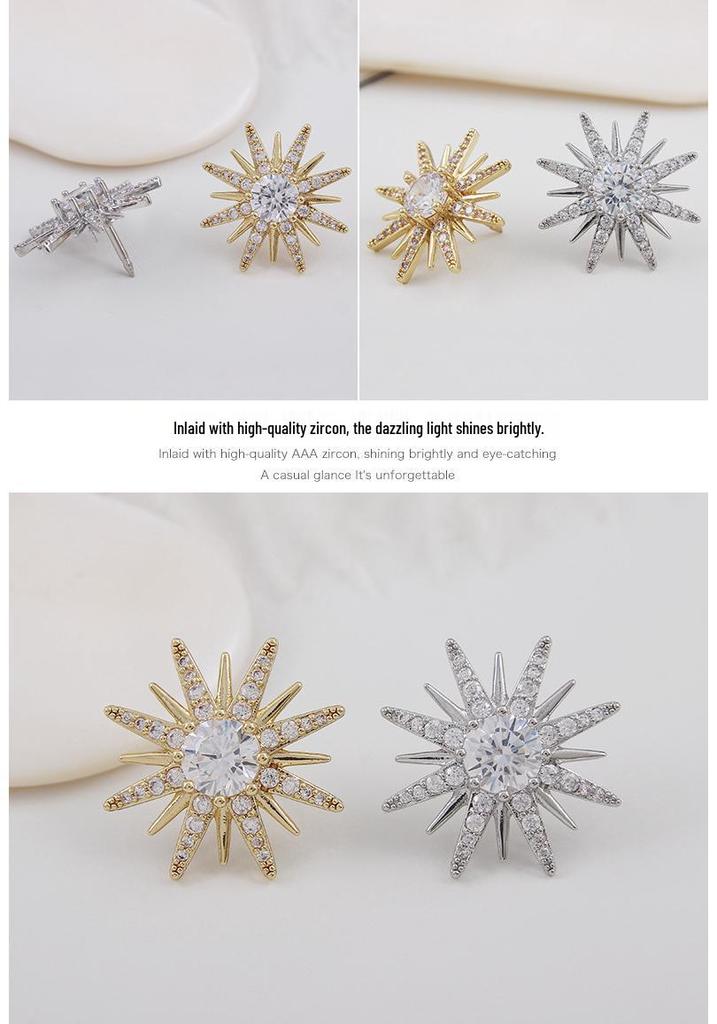 Elegant Sunflower Lapel Pin: Men's & Women's Luxurious Micro-Paved Zirconia Decorative Button
