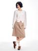 Adore Bell Flower Cut Point Midi Skirt - Ivory, Brown
