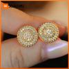Huitan Women Stud Earrings New Fashionable Gold Color Cubic Zirconia Earrings Piercing Exquisite Female Accessories Gift Jewelry
