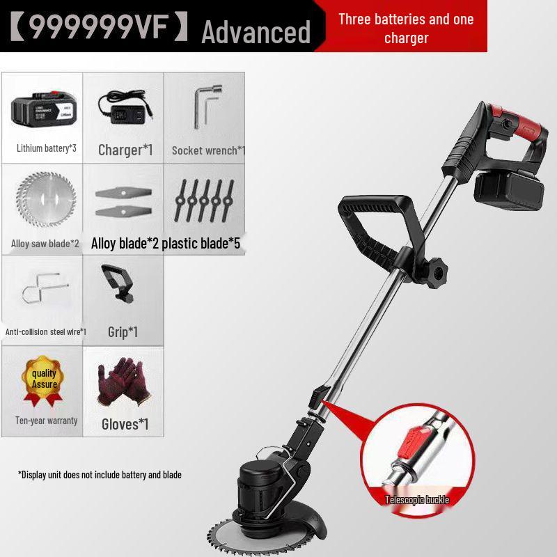 Compact Electric Scythe: Rechargeable Multifunctional Weeder and Lawn Mower with Lithium Battery for Household and Orchard Use.
