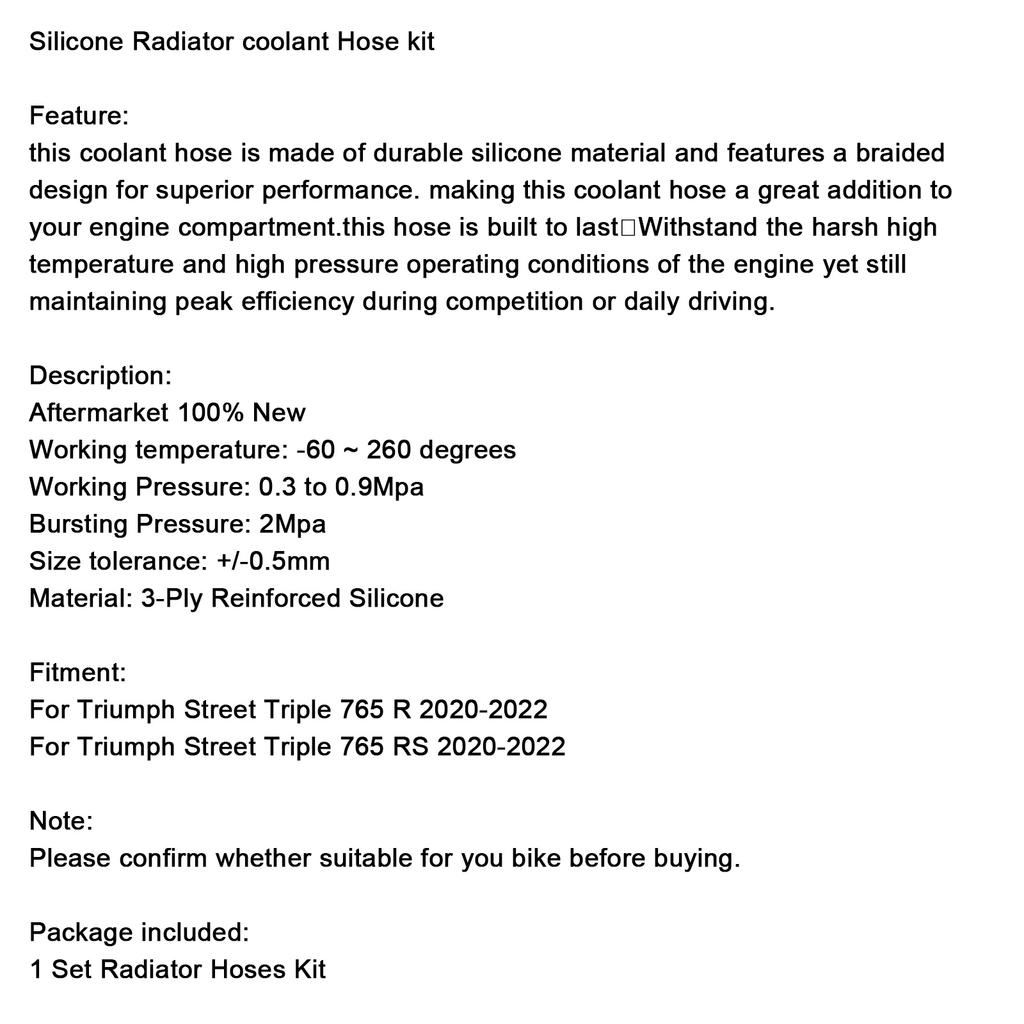 Silicone Radiator coolant Hose kit For Street Triple 765 R RS 2020-2022 Black