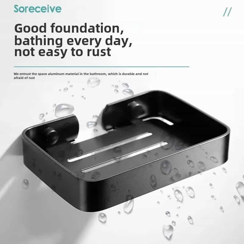 Sleek Aluminum Punch-Free Oval Soap Rack
