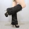 Plush Leg Warmers for Women Soft Furry Boot Toppers Ribbed Elastic Top Fuzzy Leg Covers Winter Accessory Party Costume