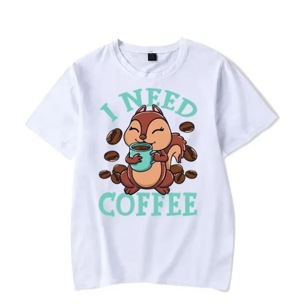 I Need Coffee Graphic Tshirt Funny Lazy Squirrels Tshirt Fashion Harajuku T-shirt Oversize Men Brand T-shirt Hip Hop Tshirt Tops
