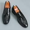 New Men Pointed Black Brown Slip On Casual Leather Shoes Male Tassels Loafers Wedding Dress Formal Flats Footwear