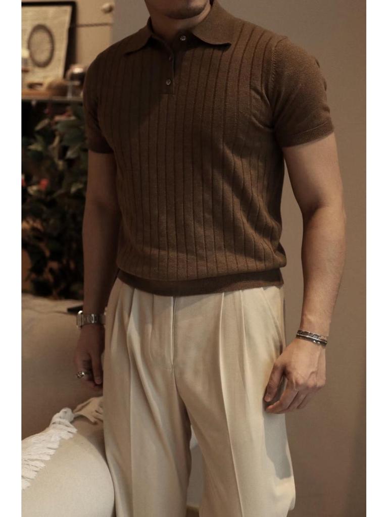 Polo de Manga Corta para Hombre de Color Sólido - Estilo Trendy, Versátil y Juvenil para el Verano