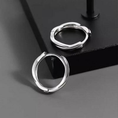 Wind Cross Round Silver Earrings