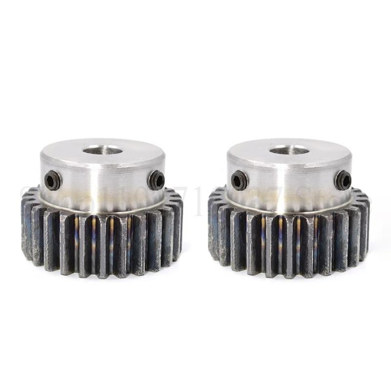1 PZ 2M 12T-24T Pignone Cilindrico Foro 8/10/12/14/15/16/17/18/19/20/22/24mm Acciaio al Carbonio Pignone Motore con Gradino