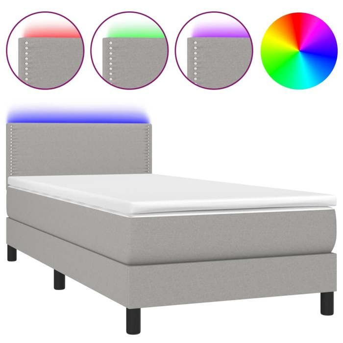 VidaXL Bed Slatted Base with Mattress and LEDs, Upholstered Bed, Single Bed, Adult Bed for Interior Bedroom, 3133045