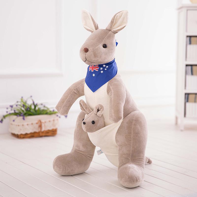 

Lifelike Scarf Mum With Baby Kangaroo Plush Toy Kids Toy Simulation Australian Animals Kangaroo Plushie Funny Gift for Children 30cm світло-сірий колір
