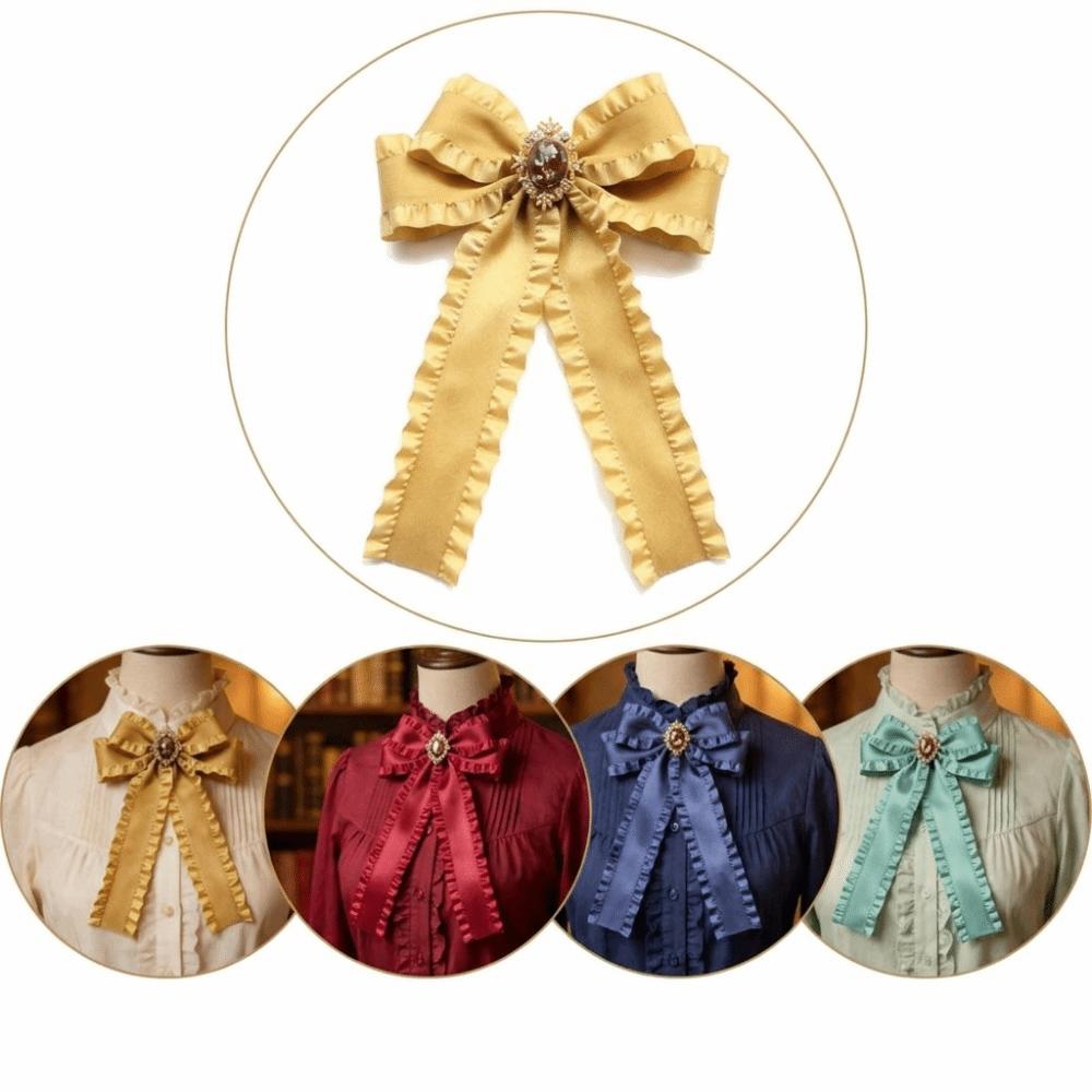 Fabric Bow Tie Detachable Bowknot Brooches Elegant Necktie Shirt Collar Pin  Unisex