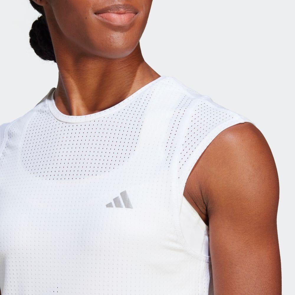Adidas Logo Mesh Sports Short Sleeve T-Shirt Women Tops White HM4319
