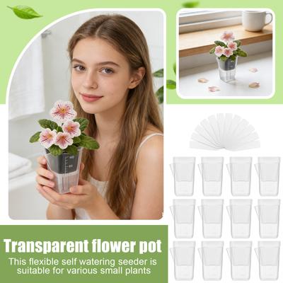 12-pack 2.5-inch Self-watering Flower Pots, Suitable For Indoor Plants, Clear Plastic Pots, Semi-hydroponic, Propagation, Cuttings, Seedlings, Hoya.