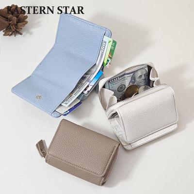 Japanischer Stil Damen Tri-Fold Mini Leder Geldbörse: Multifunktionelle Geldbörse mit großer Kapazität