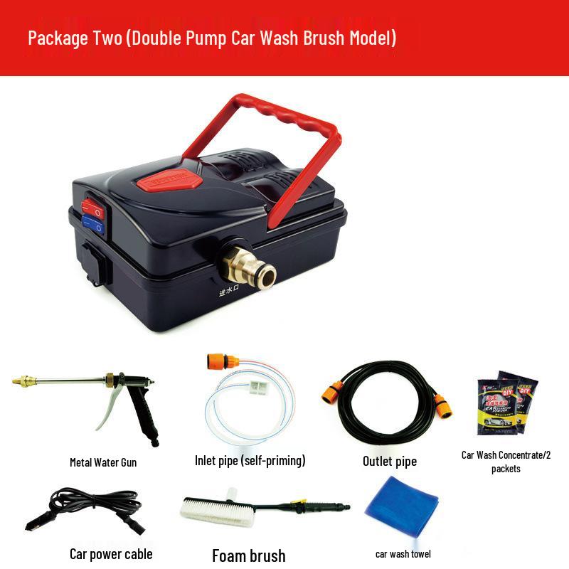 Portable High-Pressure Car Wash Machine: Double Pump Self-Priming Water Gun for Household Use