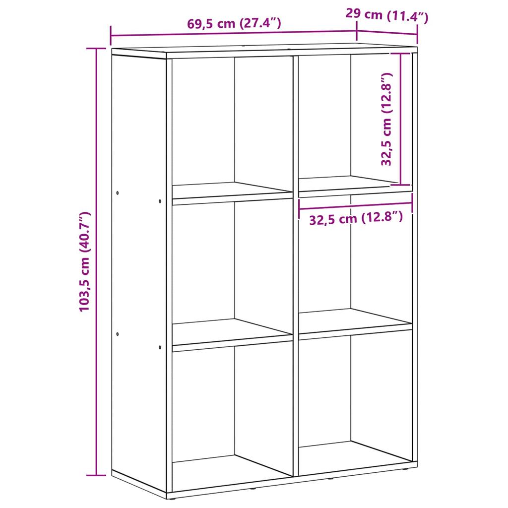 Bookshelf Black Oak Effect 69.5 x 29 x 103.5 cm