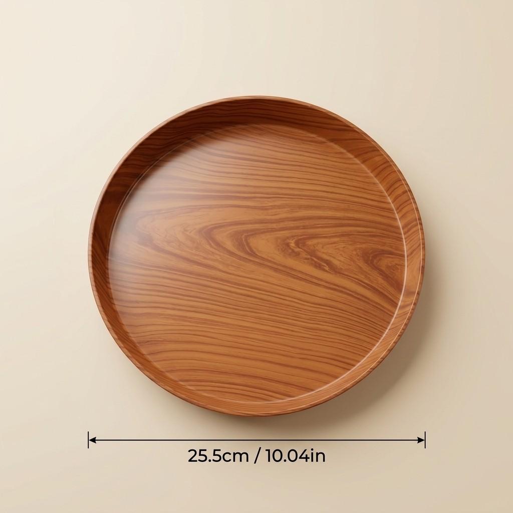 Stackable Round Wood Grain Plastic Vanity Tray Waterproof Bathroom Counter Organizer for Perfume Makeup Dressing Table Storage