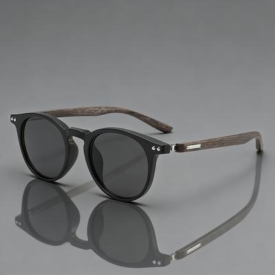 Occhiali da Sole Rotondi in Legno Stile Retro per Uomo Donna Vintage Sport all'Aperto Protezione UV Classici Casual Occhiali da Sole