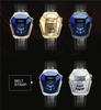 HOURSLY 6617 Fashion Men's Watches Motorcycle Cool Waterproof Sport Wristwatch Quartz Stainless Steel Belt Watch Gold Band Clock