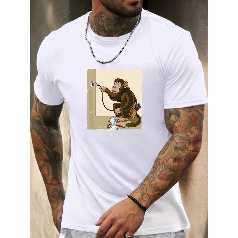 European Sizes Men'S Monkey Graphic Summer Casual Short-Sleeve T-Shirt