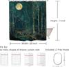 Vintage Dark Green Forest Bathroom Shower Curtain Night Moon Landscape Nature Mystical Midnight Polyester Fabric 12 Plastic