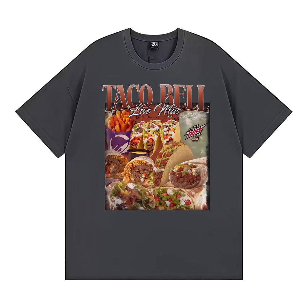 T-shirt Unisex in Cotone Stile Vintage Anni '90 Taco Bell Uomo Donna Moda Streetwear Magliette Casual Cotone Manica Corta Top