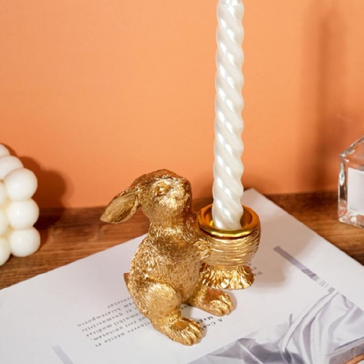 Easter Bunnies Decorations Easter Bunnies Tealight Candleholder Resin Rabbit Figurines Statues for Table Home Decors