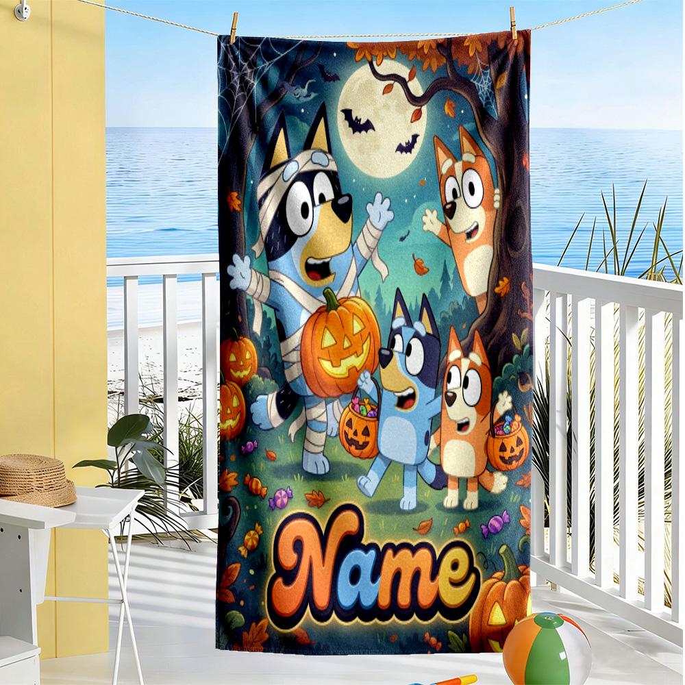 Halloween Trick Treat Customized Name Beach Towel Quick-Dry Soft Microfiber