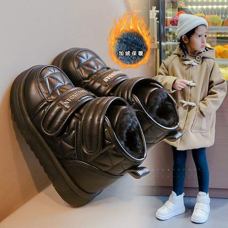 

Зимние ботинки для детей и женщин 2025 зима новые утолщенные и бархатные большие хлопковые детские ботинки водонепроницаемые и нескользящие верхняя одежда мужские хлопковые ботинки miscellaneous shoes processing, careful shooting чёрный